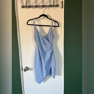 Light blue wrap mini dress